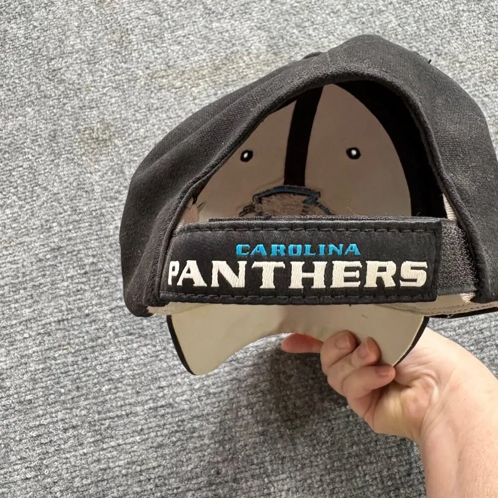 Vintage‎ Y2K Carolina Panthers Reebok NFL Baseball Cap Black Blue Hat Fan